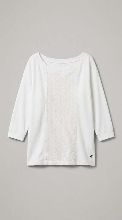 Hollister Tops - Y2K Hollister White Lace Panel Boatneck 3/4 Sleeve Top Size S